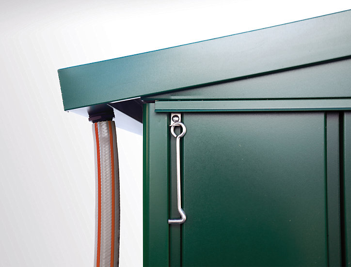 Abri de jardin double porte Biohort Europa T1 en métal coloris vert foncé ép.0,53 mm surface extérieure 1,44 m²