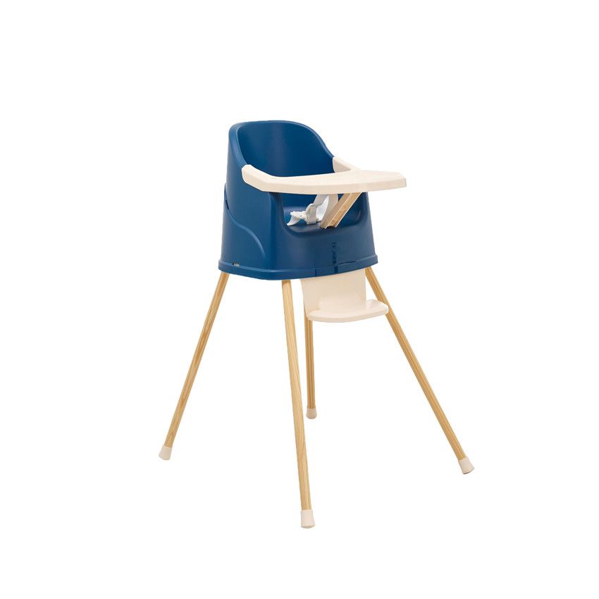 Chaise haute évolutive Youpla - Bleu océan - Ecru