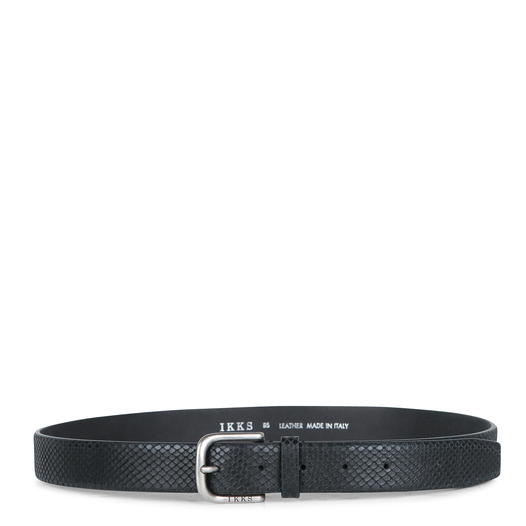 Ceinture en cuir embossé serpent | Noir