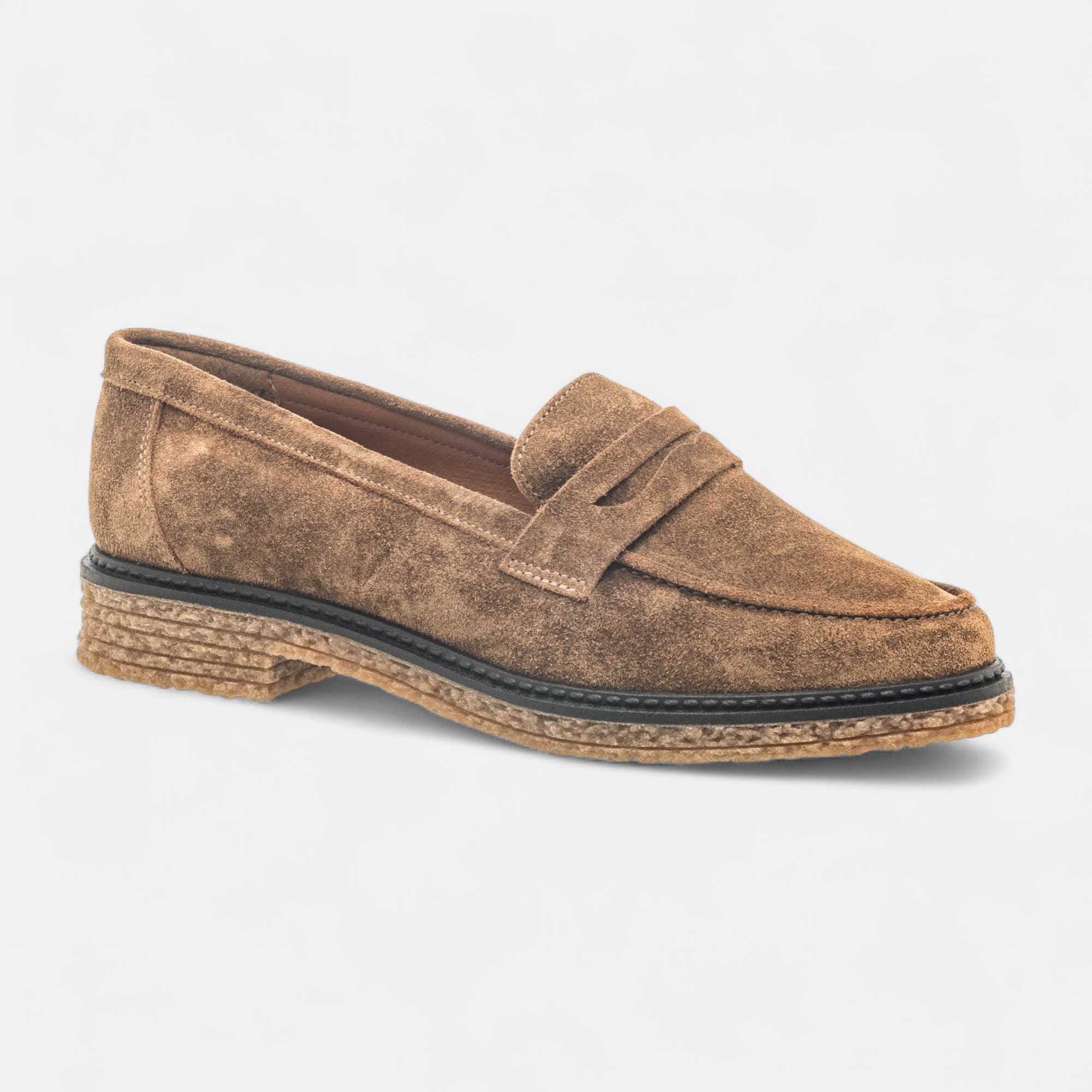 Mocassins Femme en cuir taupe
