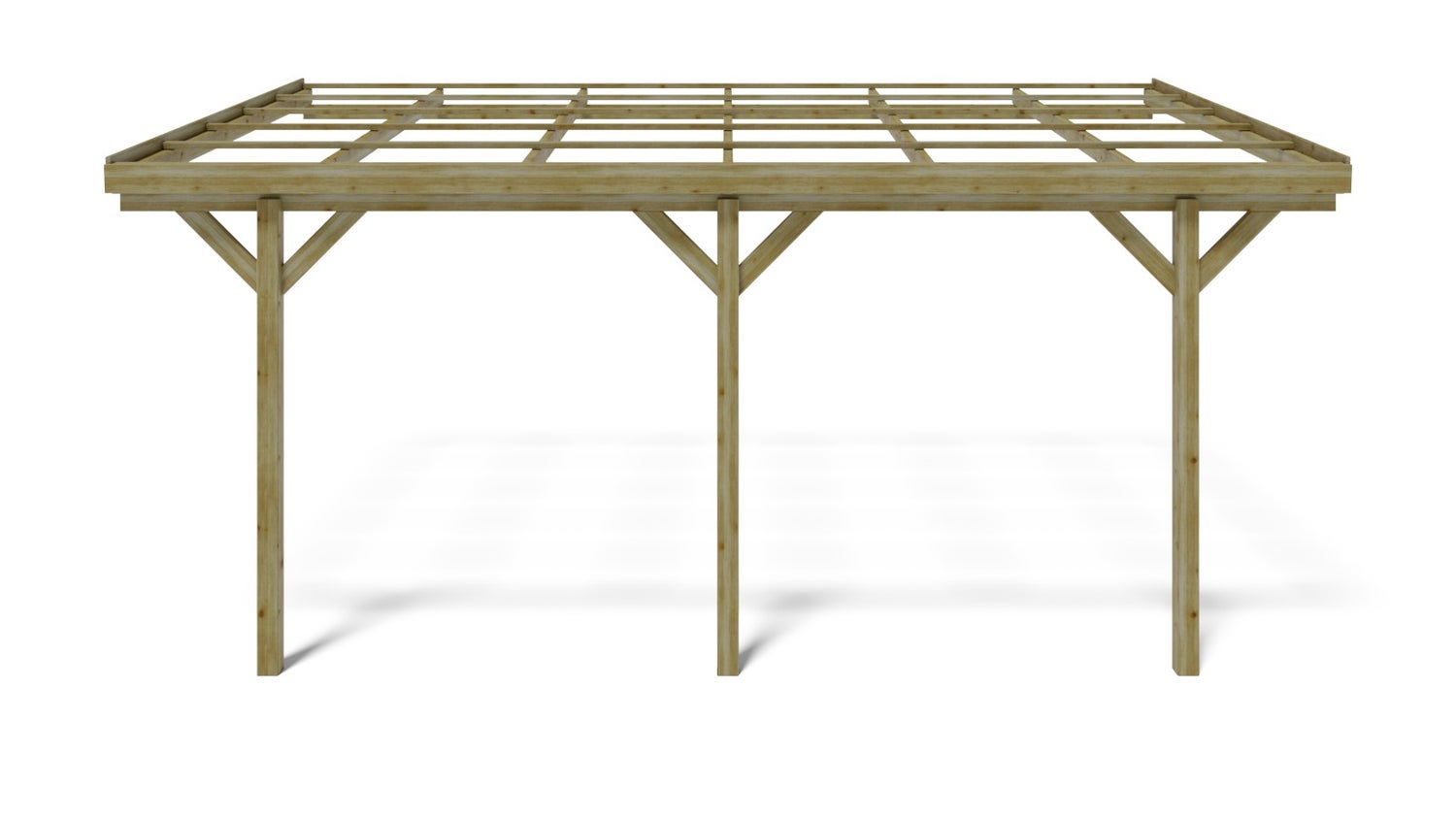 Carport garagedak 3x5,24 m - 15 m2 - gemonteerd op de huismuur