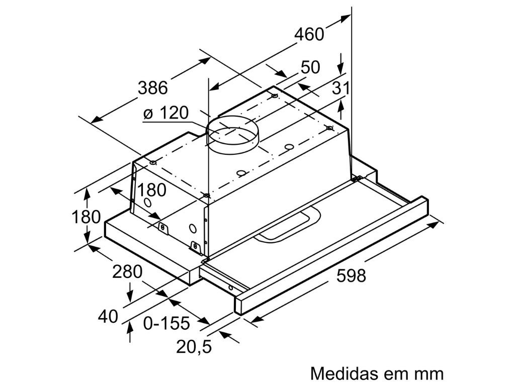 EXAUSTOR TELESCÓPICO BALAY 3BT262MX D 300M3/H 60CM INOX