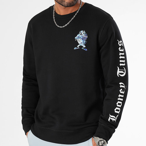 Sweat Crewneck Sleeves Taz Graffiti Blue Noir