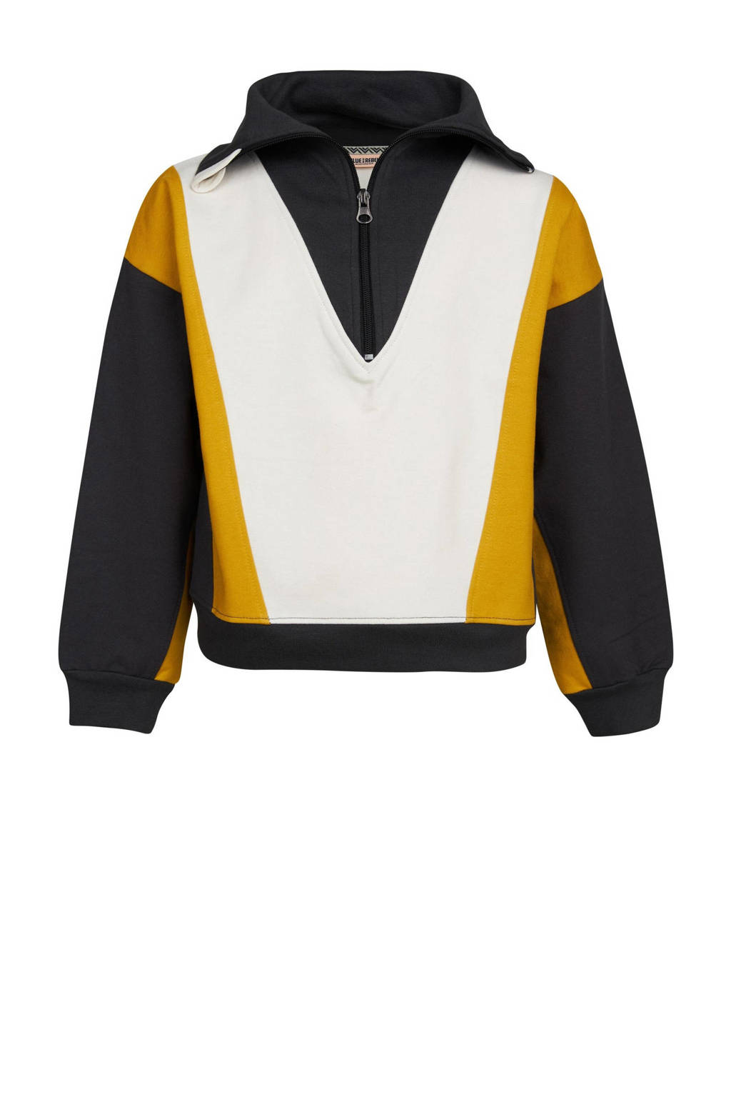 Blue Rebel sweater Georgie honinggeel/antraciet/ecru