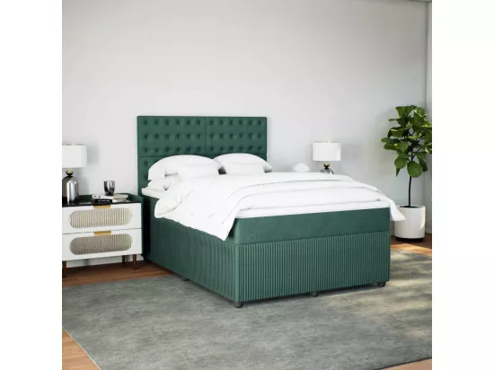 Sommier à lattes de lit et matelas Vert foncé 160x200cm Velours