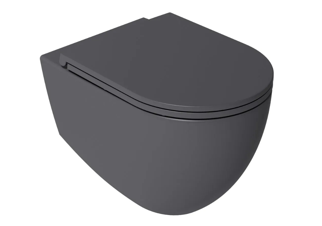Isvea Durezza met Isvea Infinity randloos toilet antraciet mat en softclose zitting