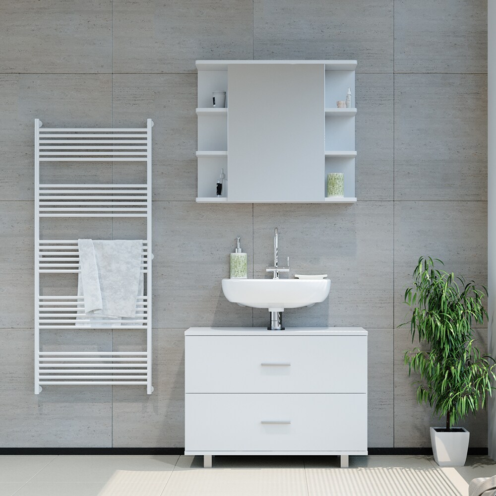 VICCO Badmöbel Set ILIAS WeißBad Spiegel Unterschrank Badschrank