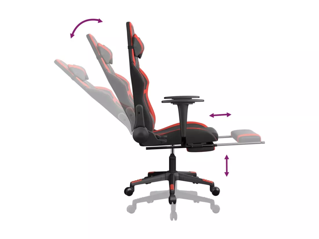 Chaise de jeu de massage avec repose-pied Noir&Rouge Similicuir