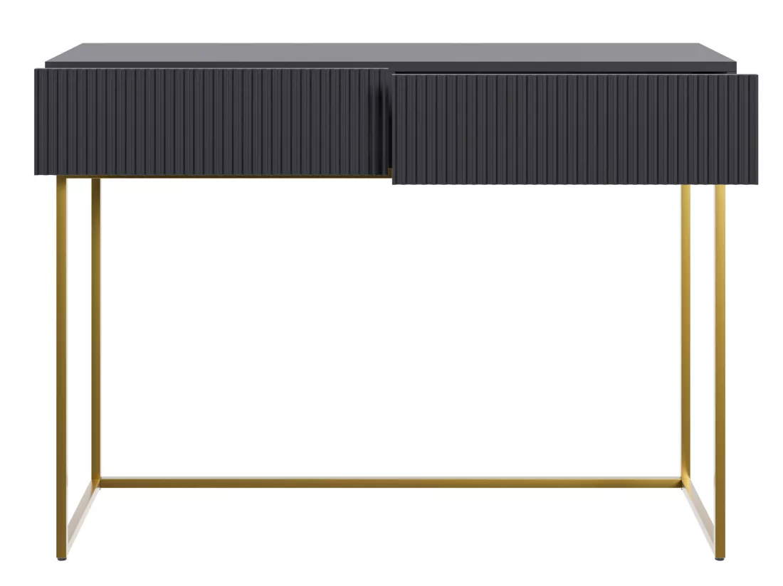 Coiffeuse - 110 cm - noir avec pieds dorés - VELDIO