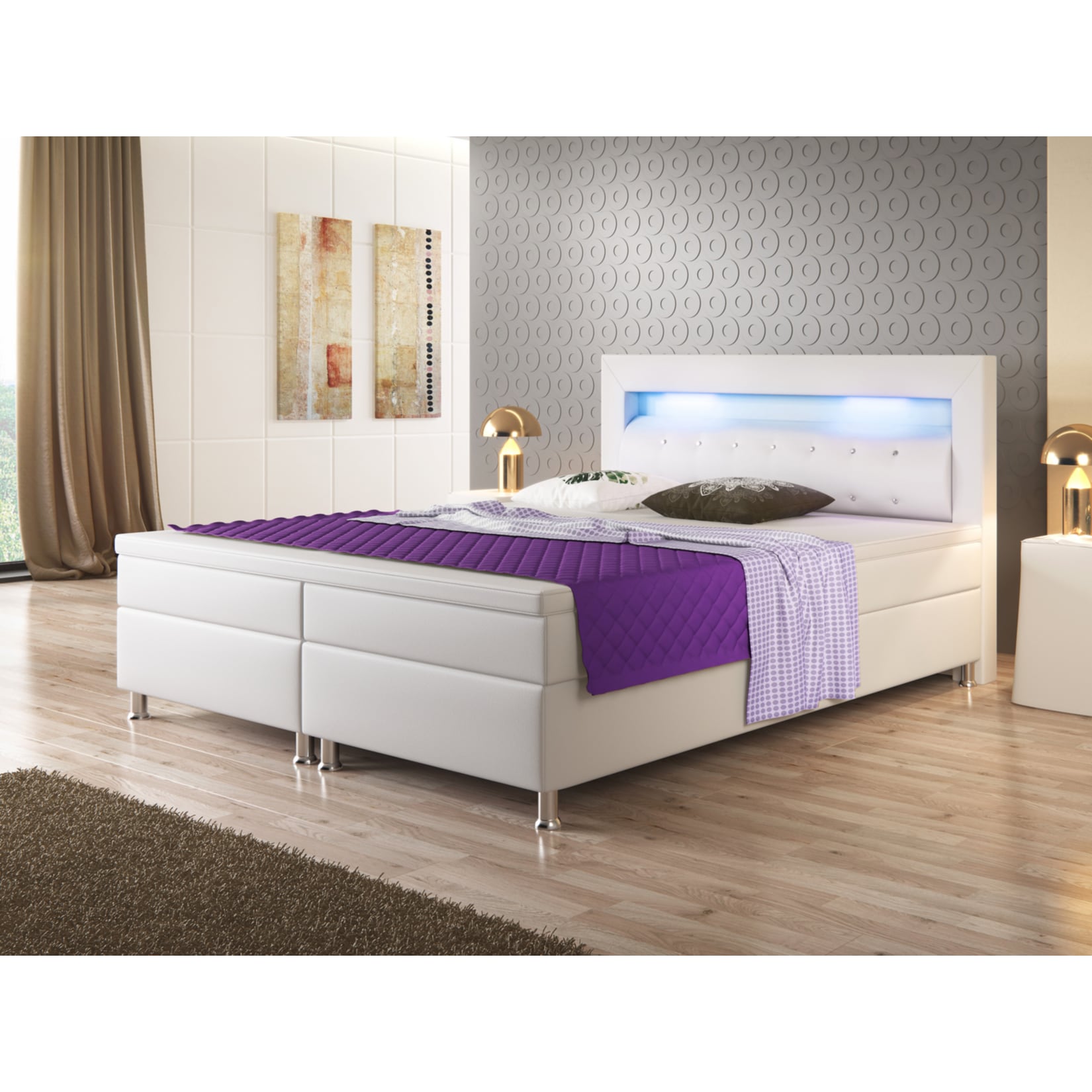 Inter Handels Boxspringbett Monaco 180x200 cm weiß