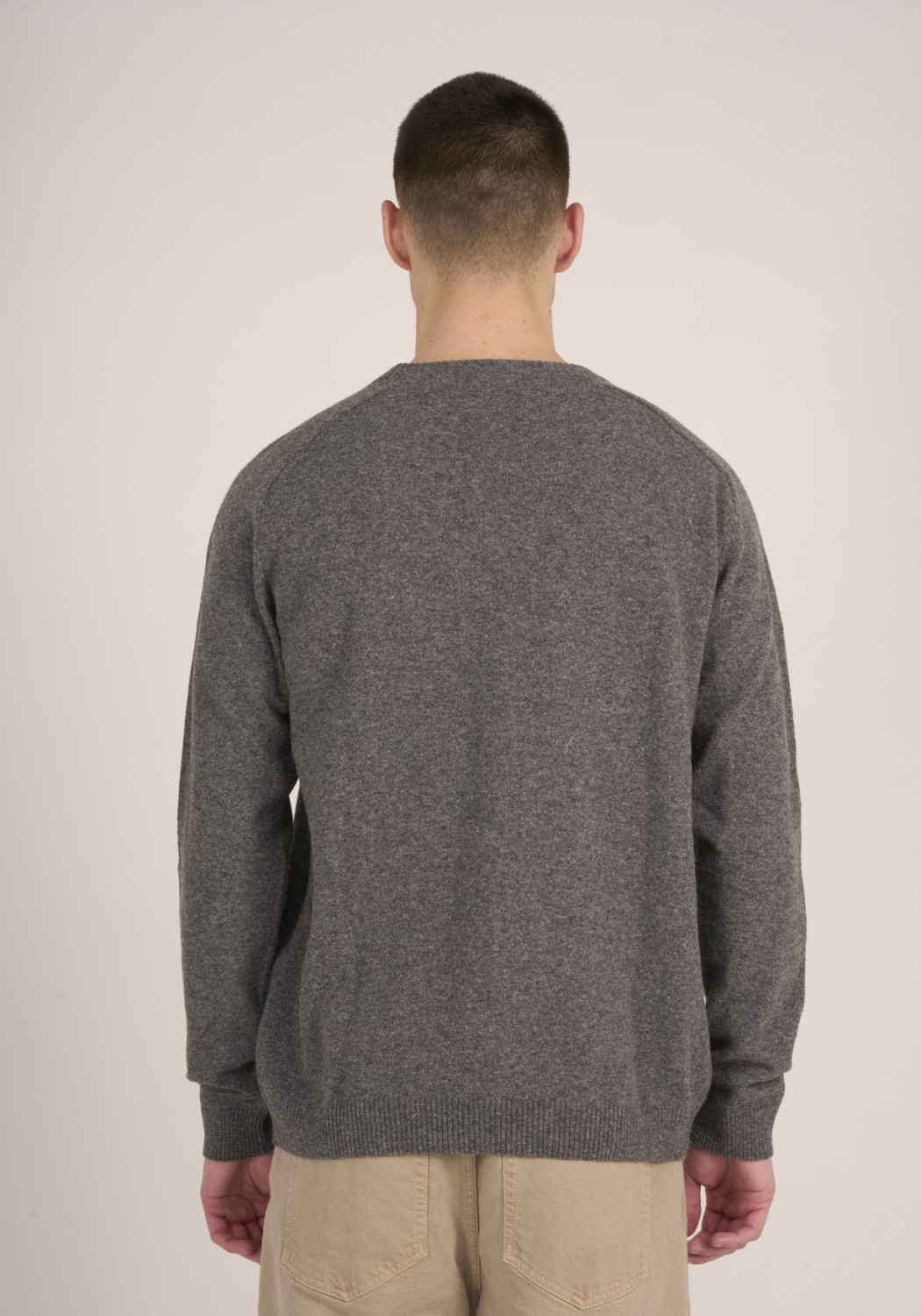 Knowledge Cotton Apparel Strickpullover O-Neck Wool Knit Dark Grey Melange