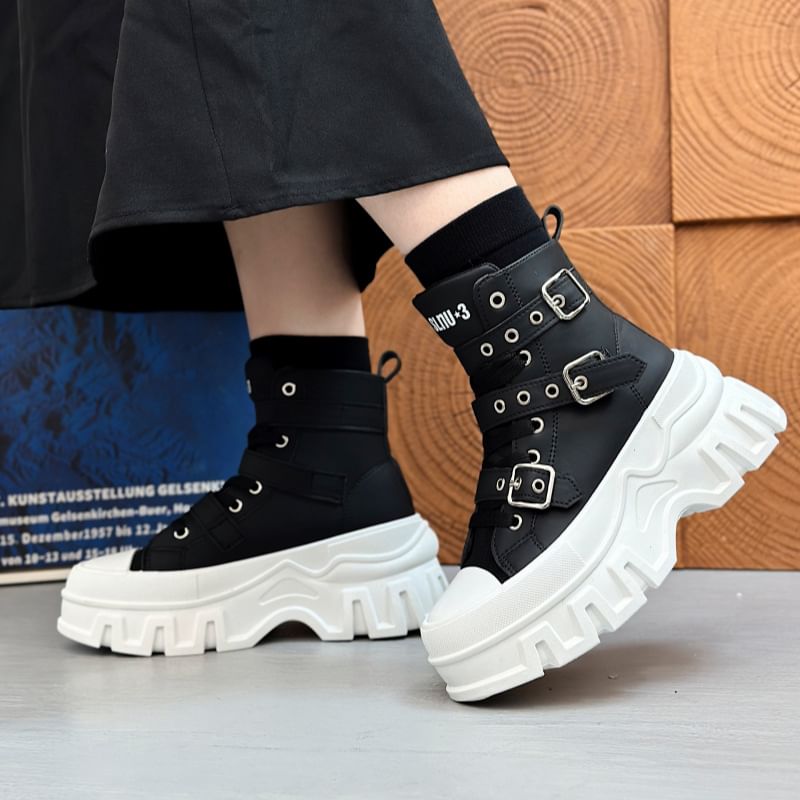 Tanzanite - Platform Sneakers met Gesp