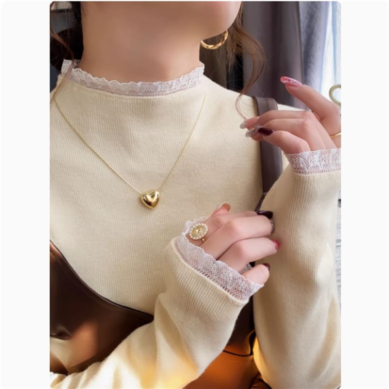 Bikkerd - Lange mouwen mockneck effen gebreide top