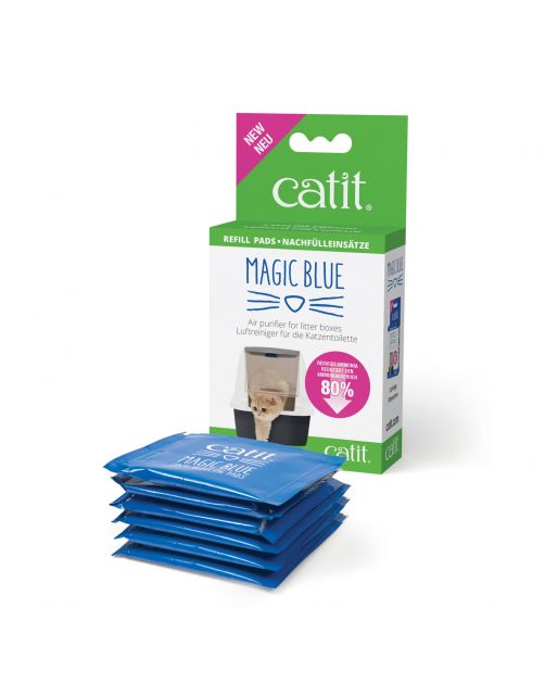 Catit Magic Blue Refill Pads - Kattenbakaccessoires - Wit Blauw 6 stuks