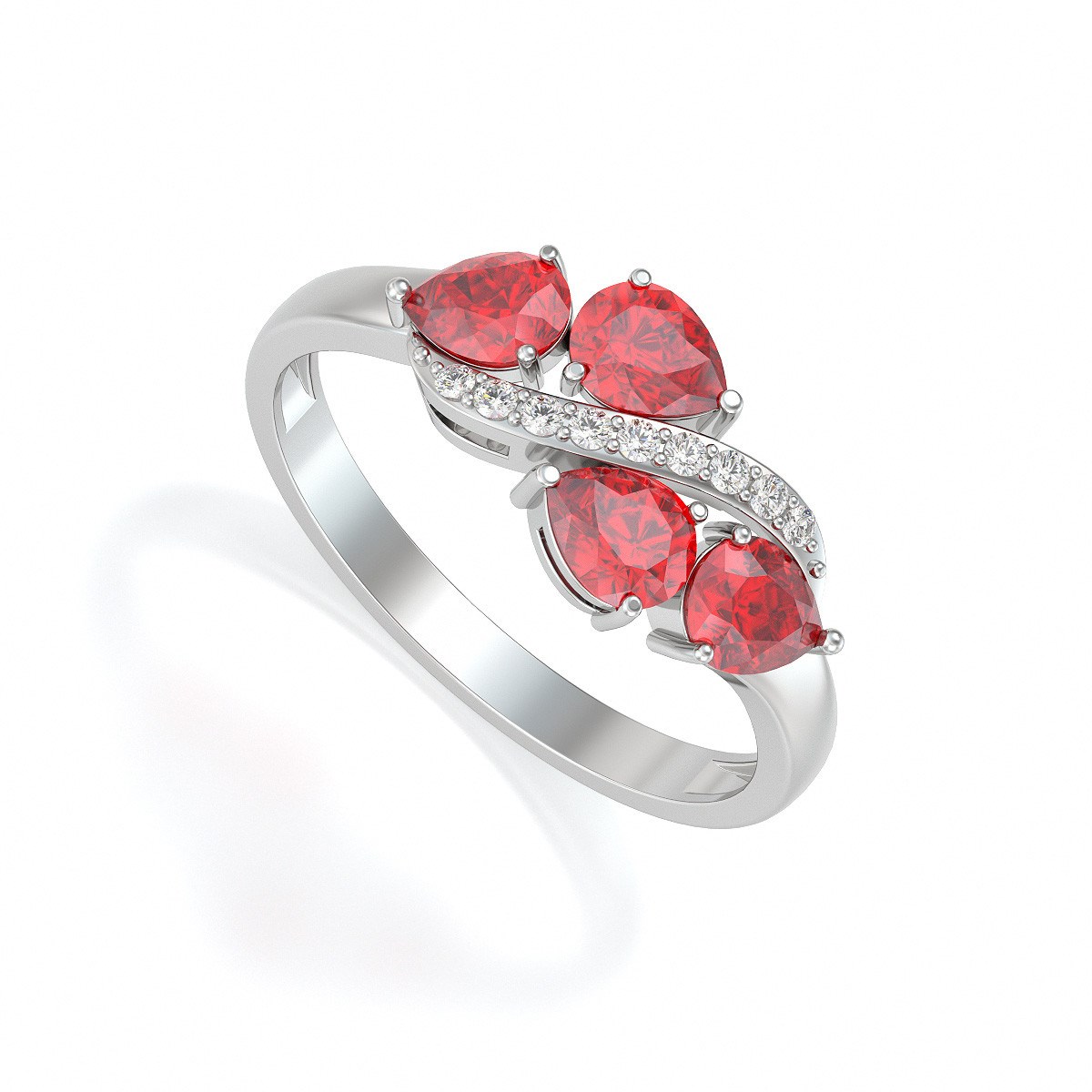 Bague ADEN ADEN Rubis et diamants sur Argent 925 2.414grs