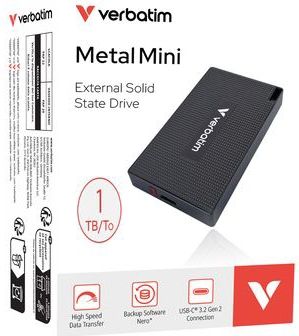Verbatim - Metal Mini SSD - Draagbare Opslag - Zwart - Metaal - 2000MB/s Leessnelheid