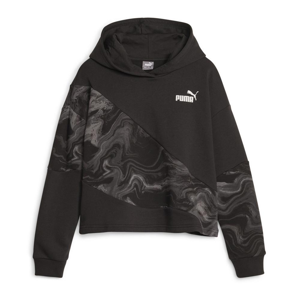 Puma Sweat Capuche Noir/Gris Fille Puma Power Cat Marbl