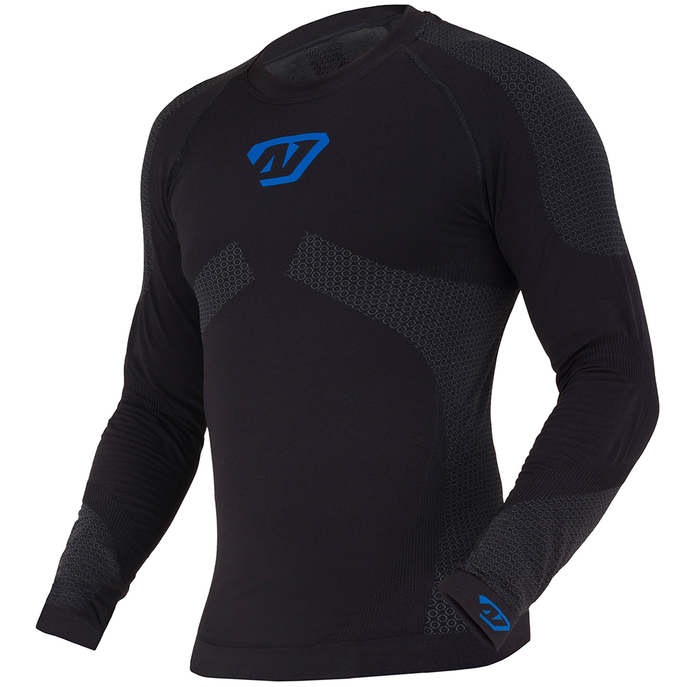 All One - T-shirt thermorégulant manches longues Seamless Noir / Bleu