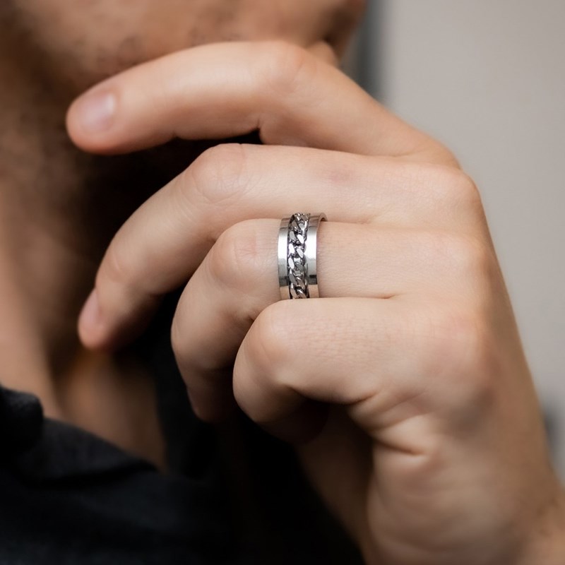Bague Anneau Homme Acier CHAINA