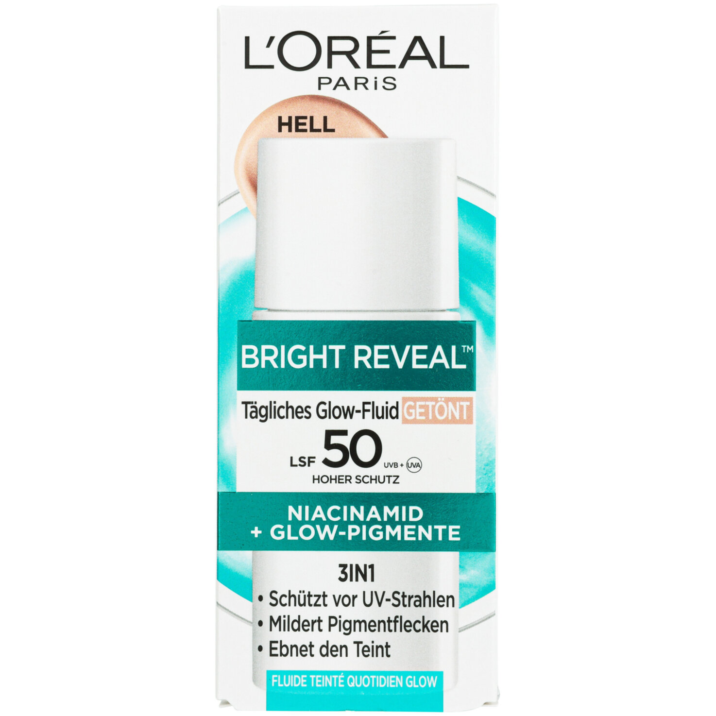 L'Oréal Paris Bright Reveal Tägliches Glow-Fluid Getönt Light LSF 50, 50.0ml