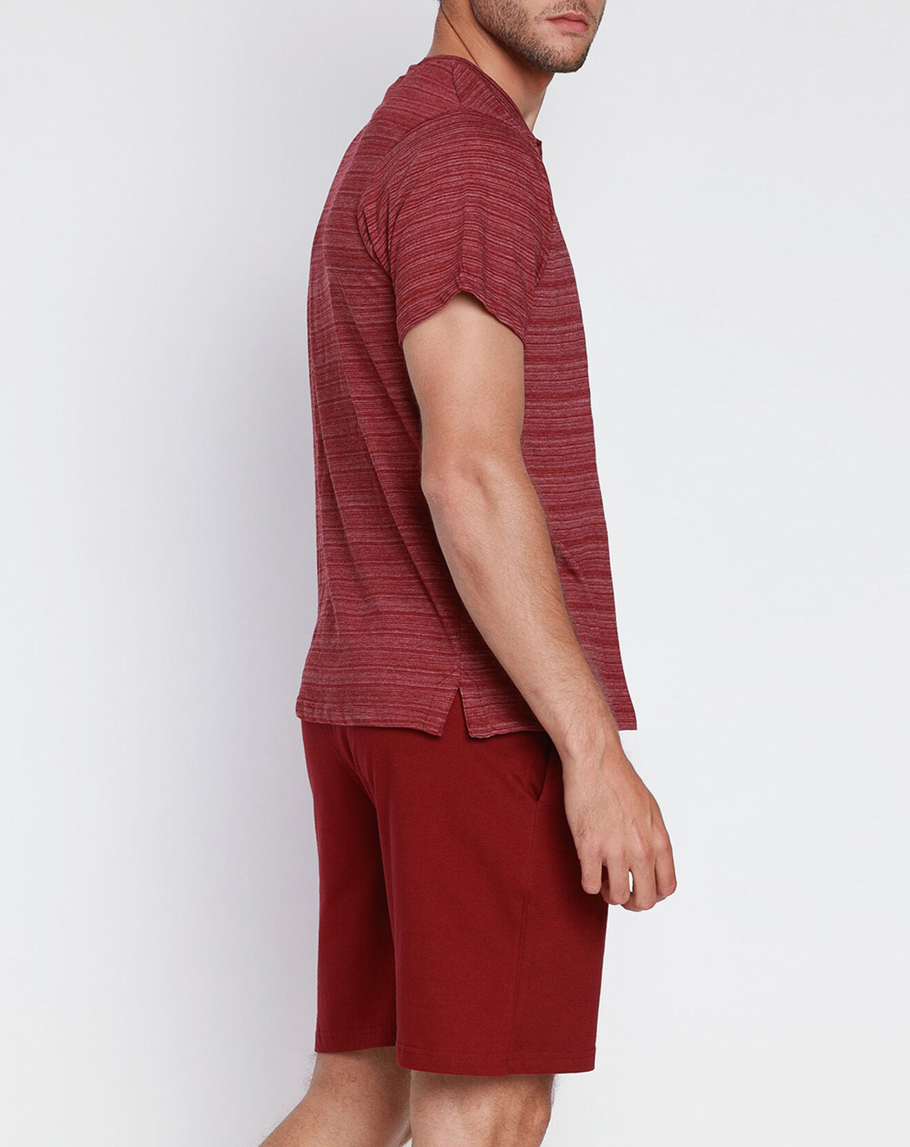 Admas Classic Pyjama à rayures légères rouge bordeaux