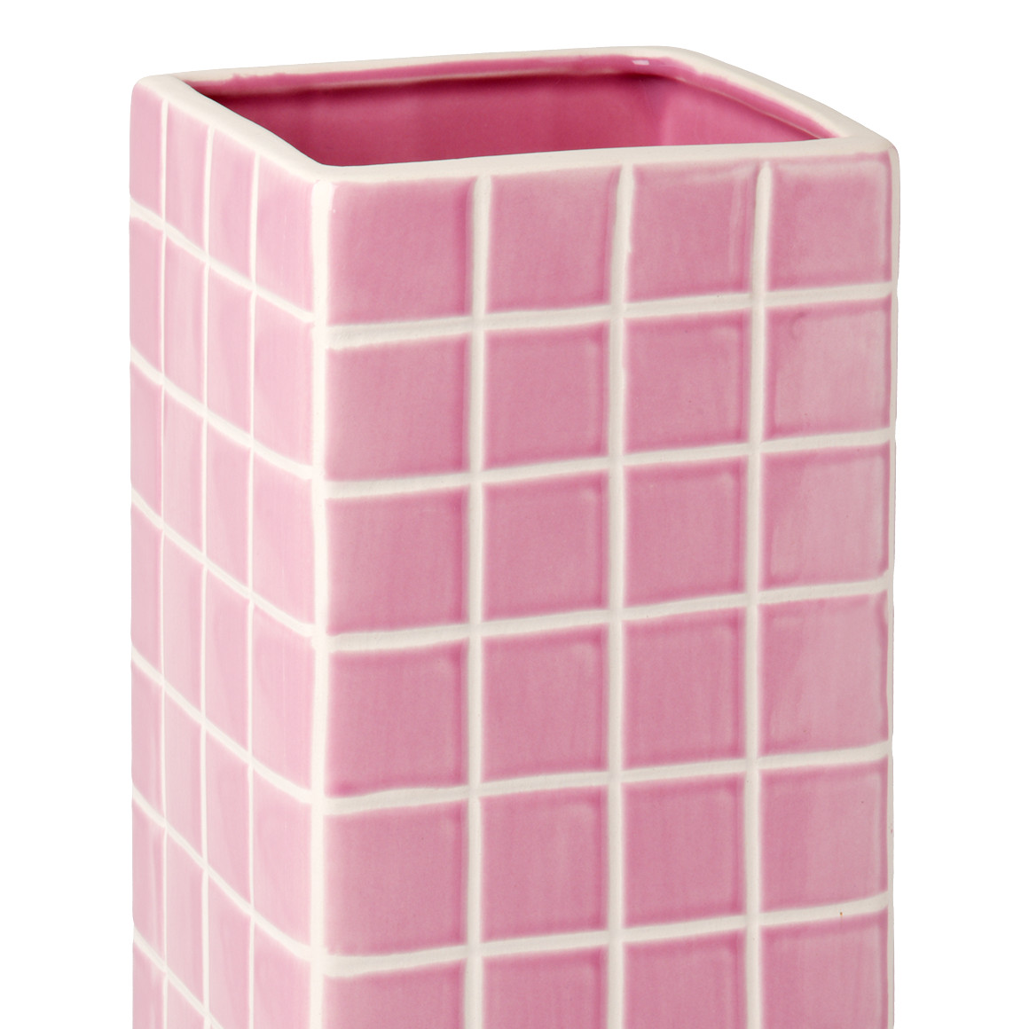 Vase mit Kachel-Muster rosa