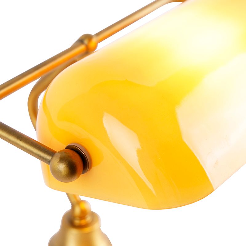 Klassieke notarislamp brons met amber glas - Banker