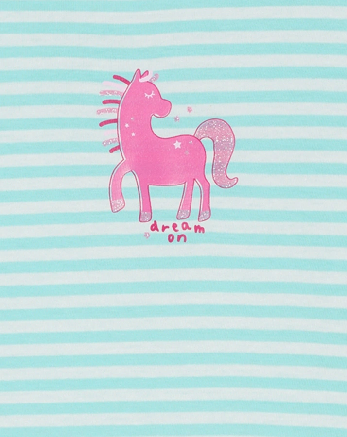 Schlafanzug kurz PINK HORSE in türkis