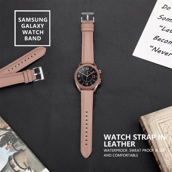 INF Klokkereim i ekte skinn til Samsung Galaxy Watch 3 Rosa