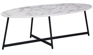 Couchtisch 120 x 60 cm Schwarz/Marmor-Optik Weiß