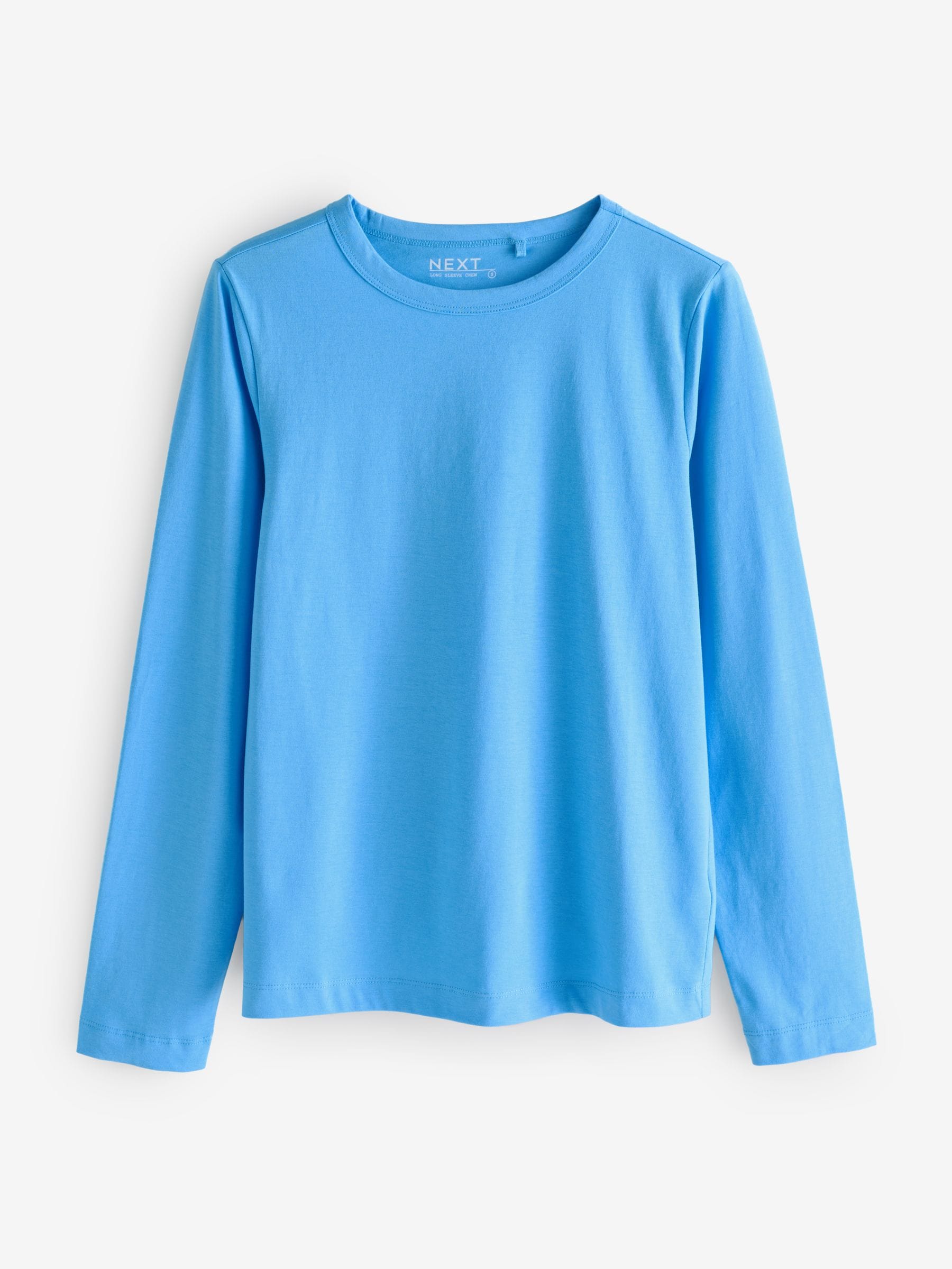 Helderblauw - 100% katoenen T-shirt met lange mouwen