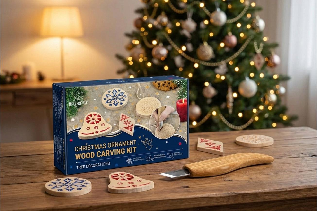 BeaverCraft DIY13 Chip Carving Kit Christmas Ornaments, houtsnijset