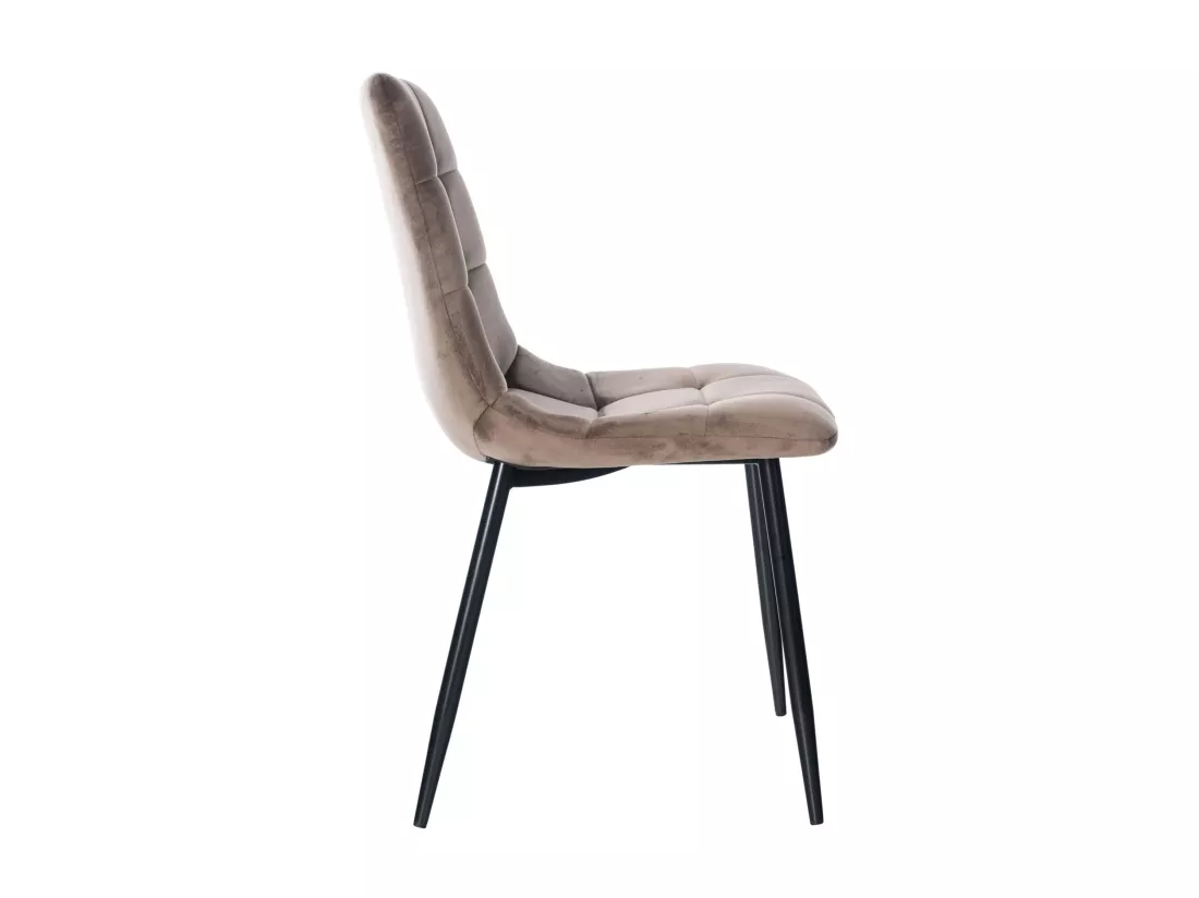 Lot de 4 chaise salle à manger - Velours & Métal noir mat - Marron - Antibes