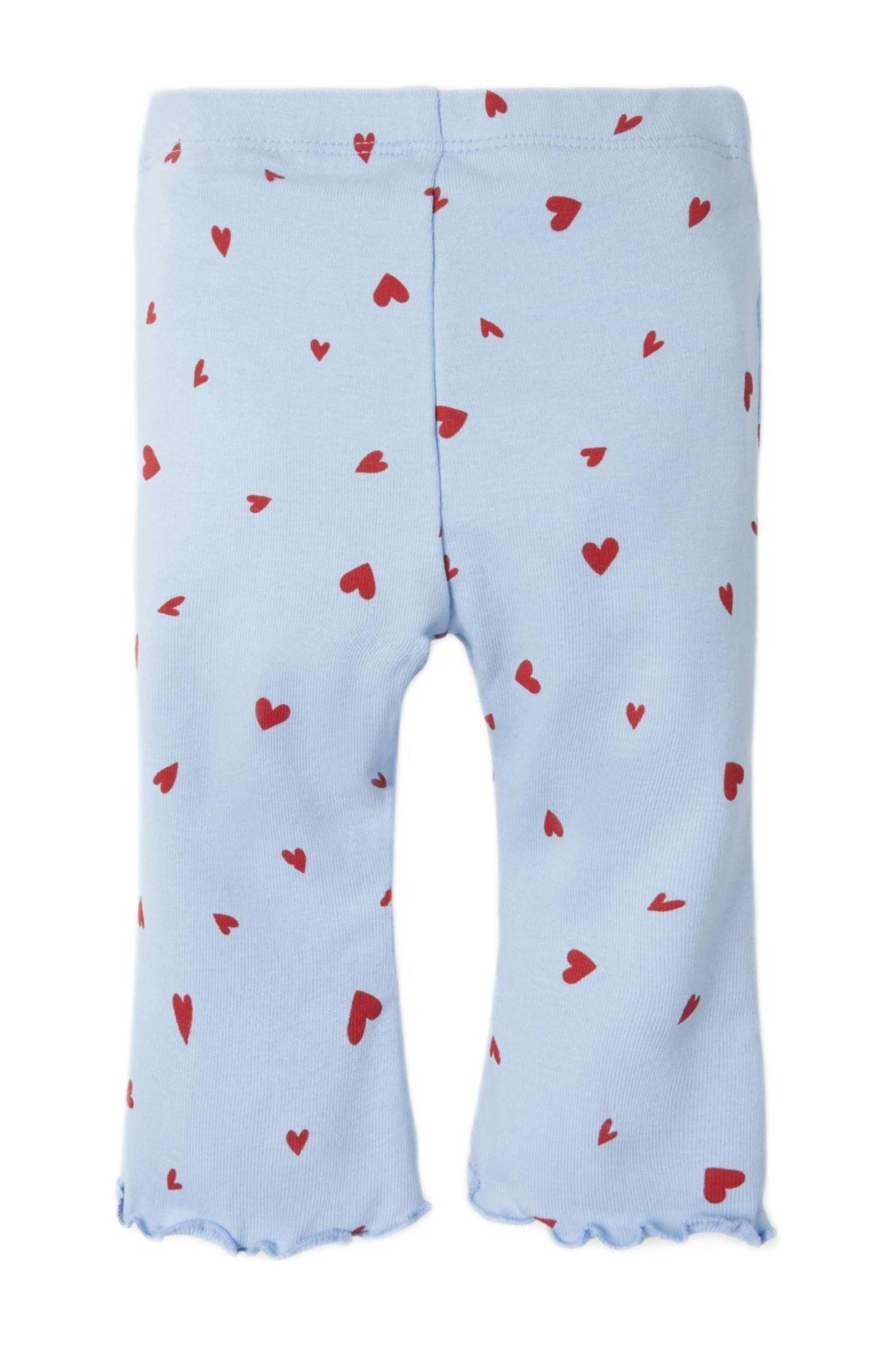 NAME IT baby broek met hartjes lichtblauw/rood