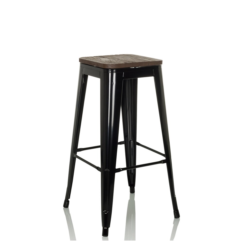 Barhocker VANTAGGIO HIGH WS Stahl / Ulmenholz ohne Armlehnen hjh OFFICE