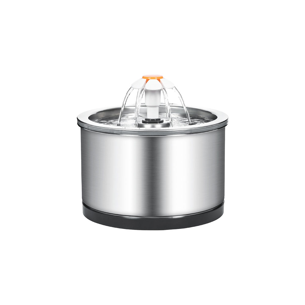 (2.5L) Edelstahl Katzen Trinkbrunnen USB Hunde Wasserspender - Silber