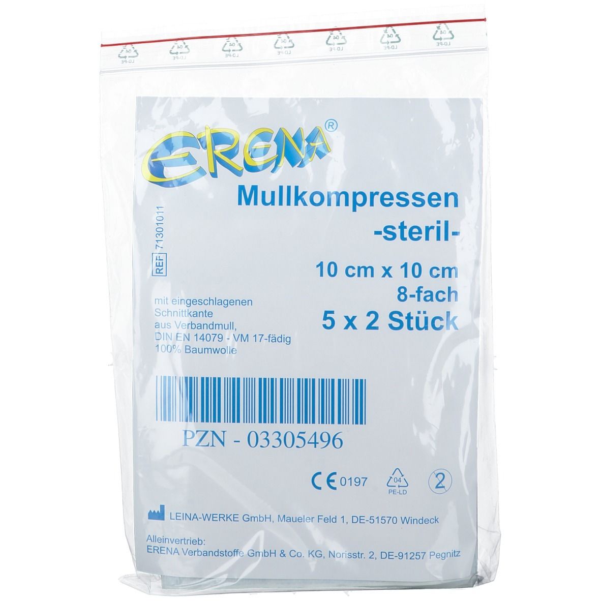 Erena sterile Mullkompressen 10 x 10 cm 8-fach