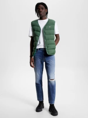Calça jeans de cânhamo desgastada e afunilada estilo pai