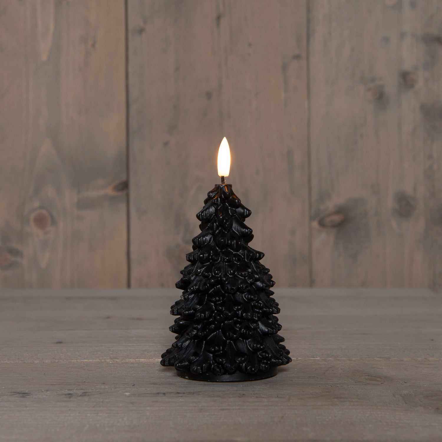 Anna's Collection LED stompkaars Tambu kerstboom zwart D 9,5 H 15 cm