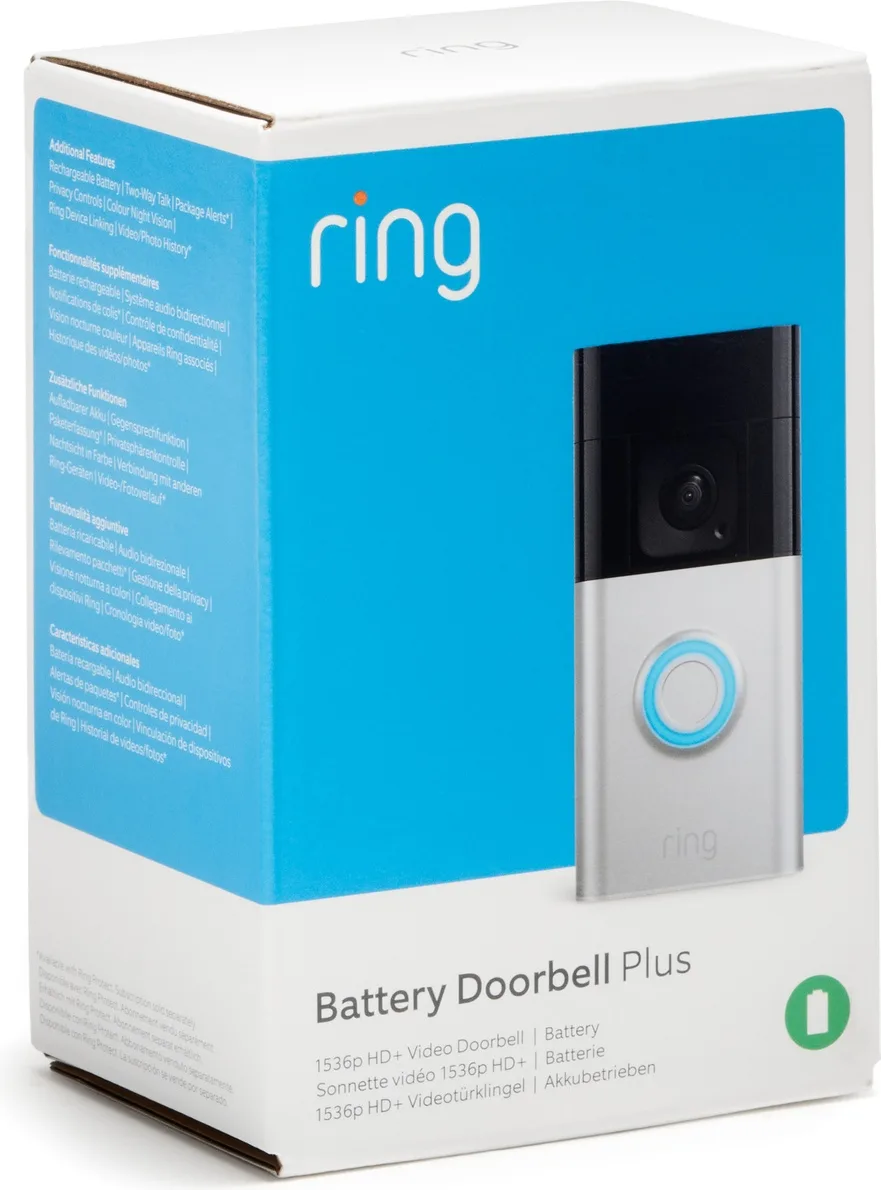 Ring Battery Video Doorbell Plus Nickel Satiné Sonnette connectée