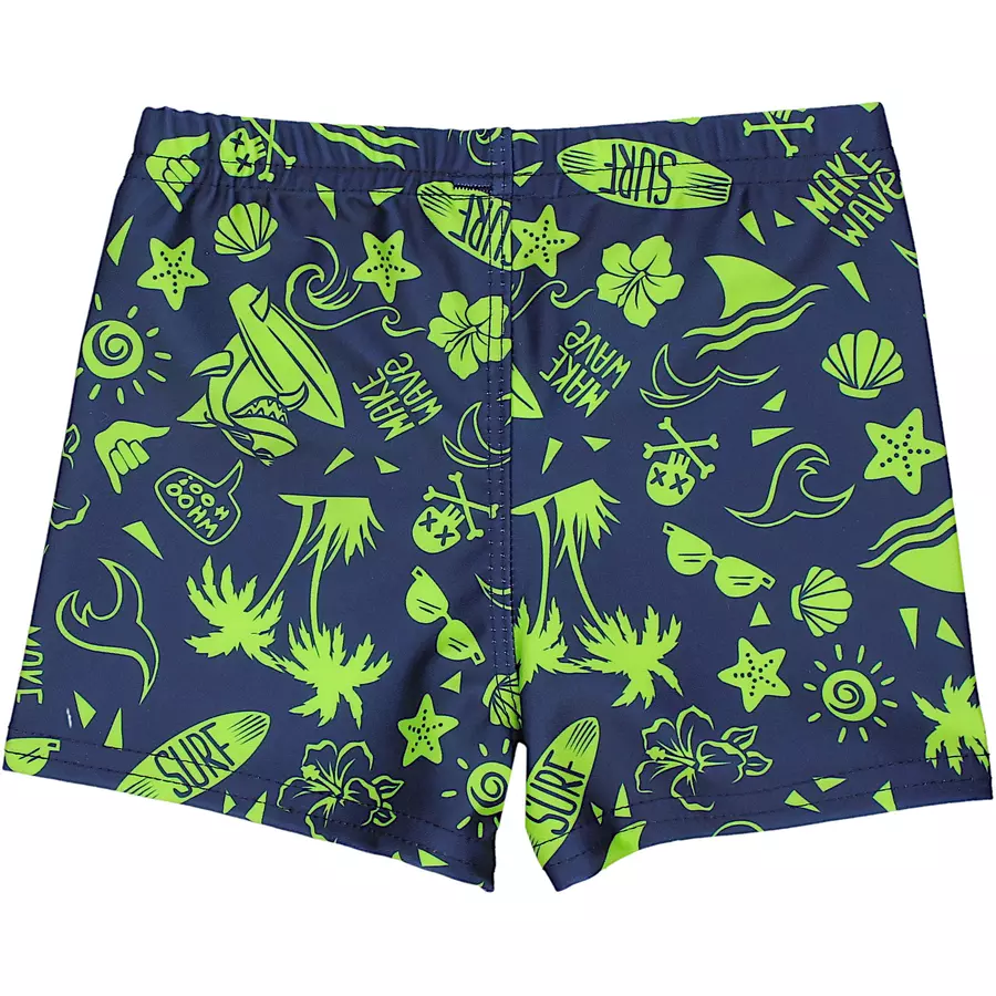 Aquarti Jungen Badehose Gestreift mit Motiven dunkelgrün