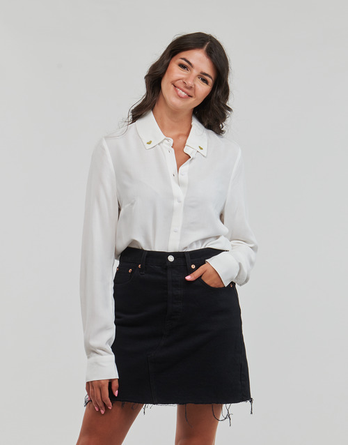 Pieces - PCELINA EMB LS SHIRT KAC FC - Blanc