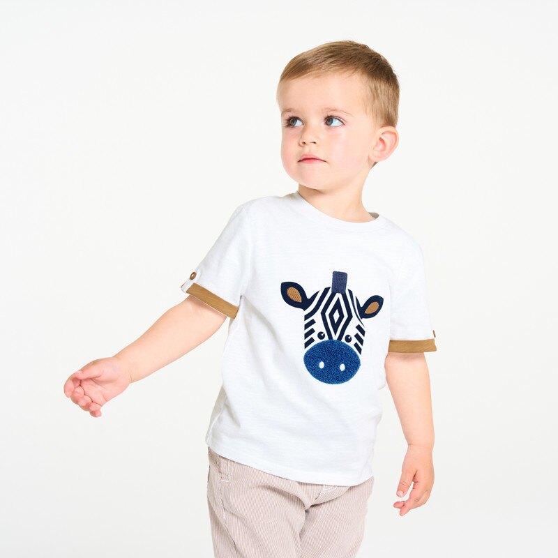 T-shirt zèbre blanc bébé garçon Blanc