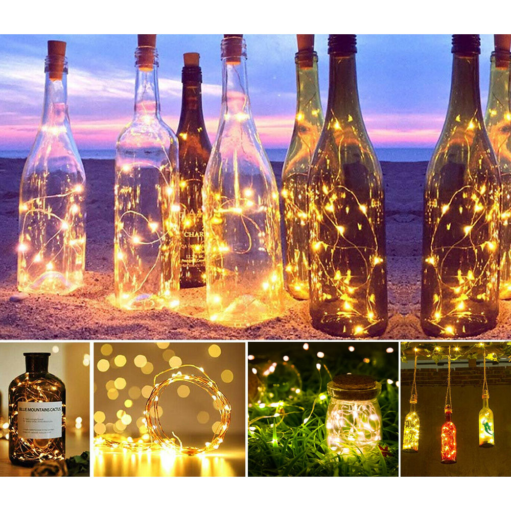 (2m) 20 LED's Deko Draht Lichterkette Outdoor Beleuchtung IP67 (inkl. CR2032 Batterien) - Warmweiss