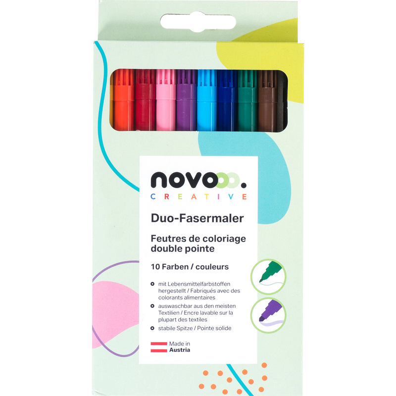 novooo Faserschreiber Duo, 10 Stück, assortiert