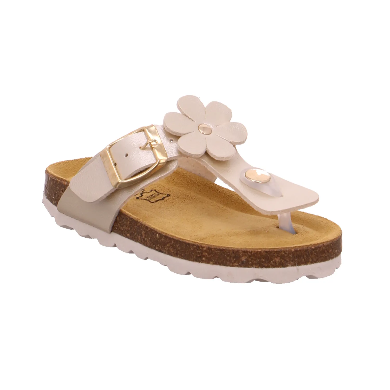 BIOLife Kinder-Zoccoli /Flip Flops Beige Lederimitat  Zehentrenner