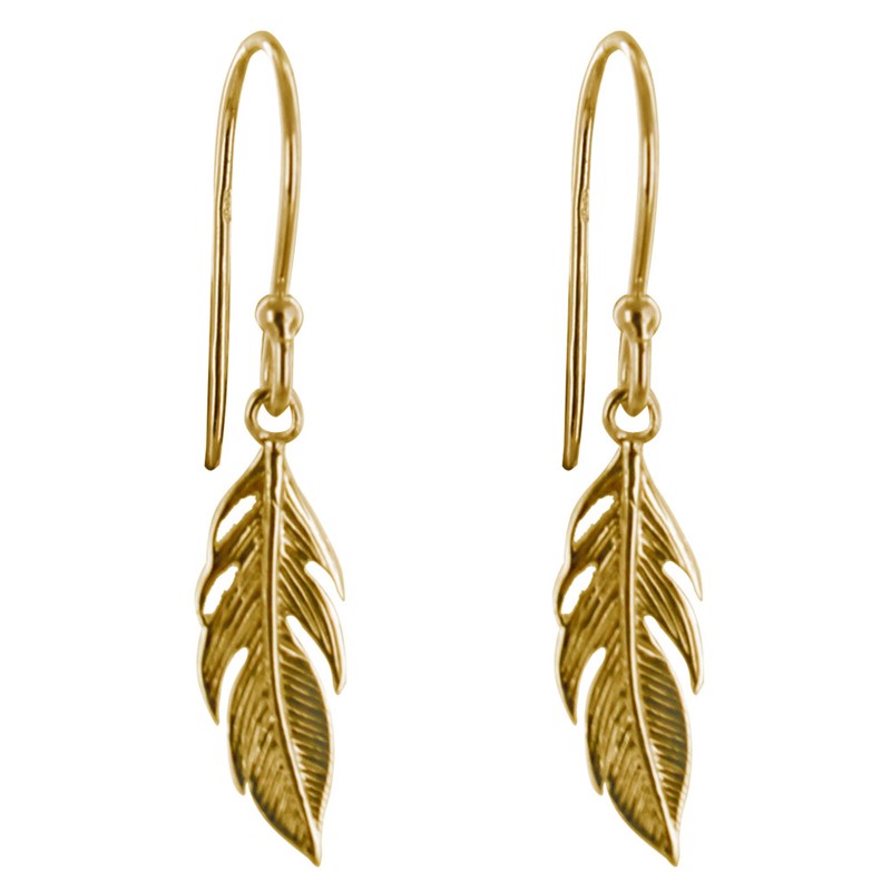 Boucles d'Oreilles Plaqué Or Petite Plume