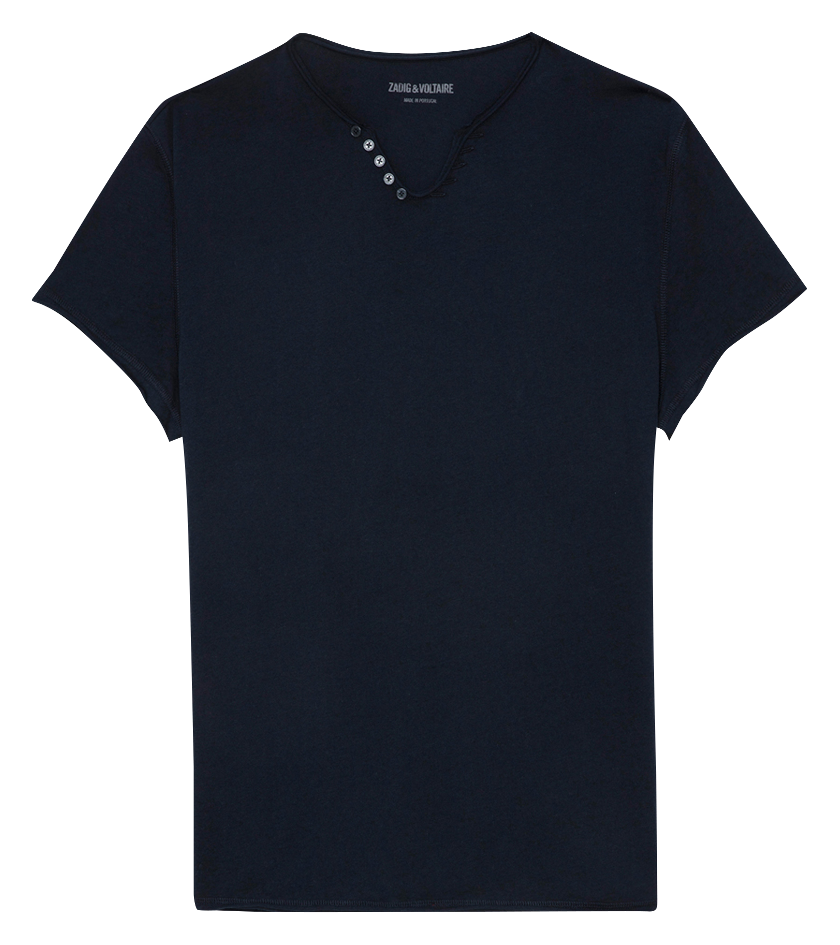 MONASTIR - Tee-shirt droit col tunisien en coton bio | Bleu