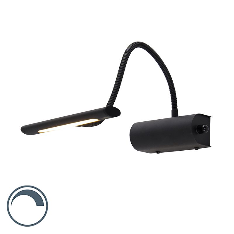 Design wandlamp zwart 18,5 cm incl. LED met dimmer - Tableau