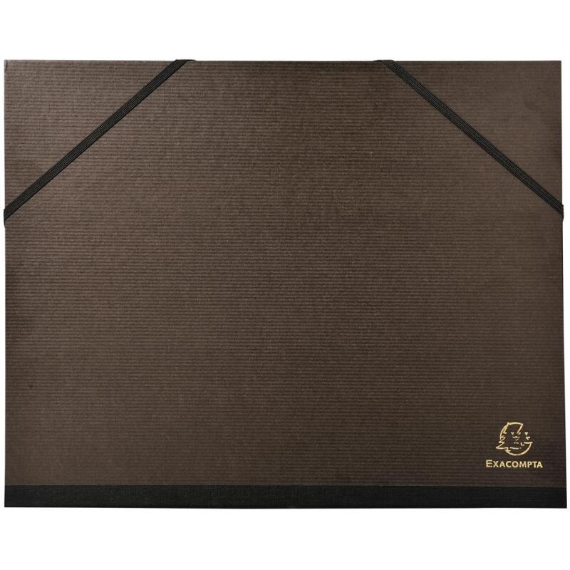 Carton à dessin kraft noir vernis avec élastiques 26x33 cm - Pour formats A4 et 24x32 cm - Noir